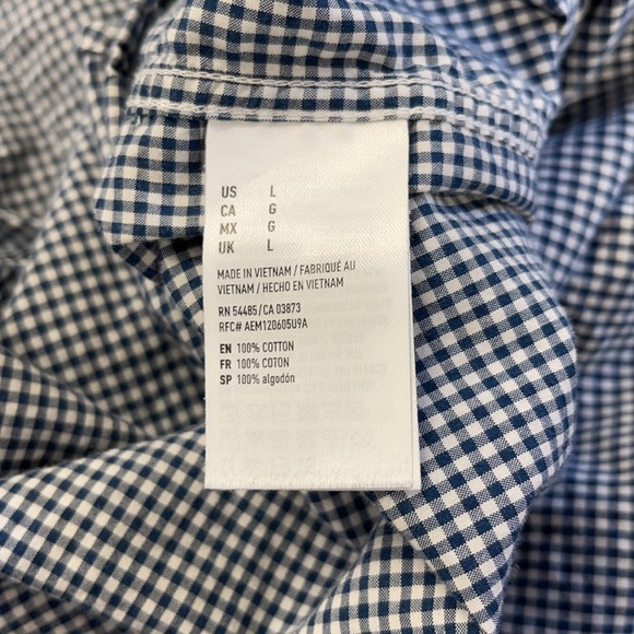 American Eagle Outfitters Blue & White Check Classic Fit Shirt Large - Picture 4 of 7